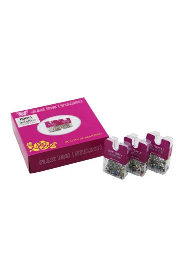 GLASS PINS HYALINE BUTTERFLY 1200 ADET RENKLİ TOPLU BAŞÖRTÜ İĞNESİ ŞEFFAF PLASTİK ASKILIKLI KUTULU (5637)
