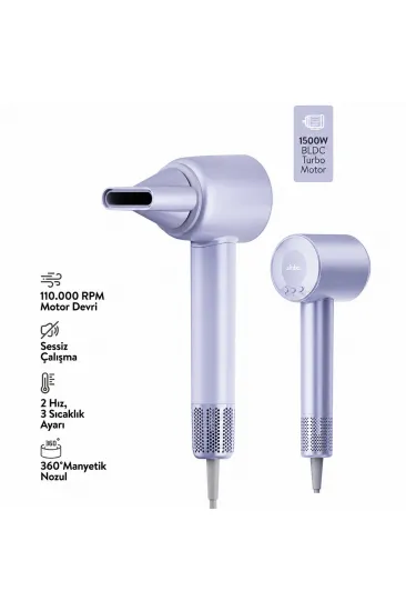 MAVİ BLDC TURBO MOTOR SAÇ KURUTMA - ŞEKİL MAKİNESİ 1500W 3-KDM.HIZ 4-KDM.ISIAYAR=SICAK-ILIK-HAFİF-SOĞUK SHD-1739 (5637)