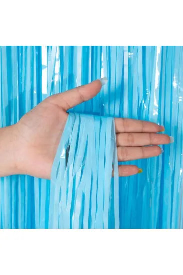 Soft Mavi Püsküllü Kapı Perdesi - Parti, Baby Shower, Sünnet Süsü, Cinsiyet Partisi 1x2 m (5637)