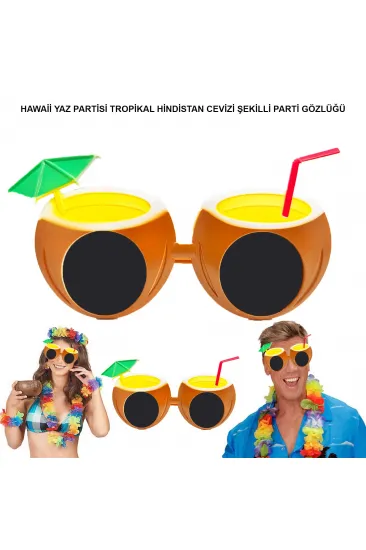 Hindistan Cevizi Tropikal Hawaii Yaza Merhaba Parti Gözlüğü (5637)