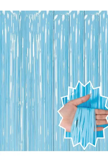 Soft Mavi Püsküllü Kapı Perdesi - Parti, Baby Shower, Sünnet Süsü, Cinsiyet Partisi 1x2 m (5637)
