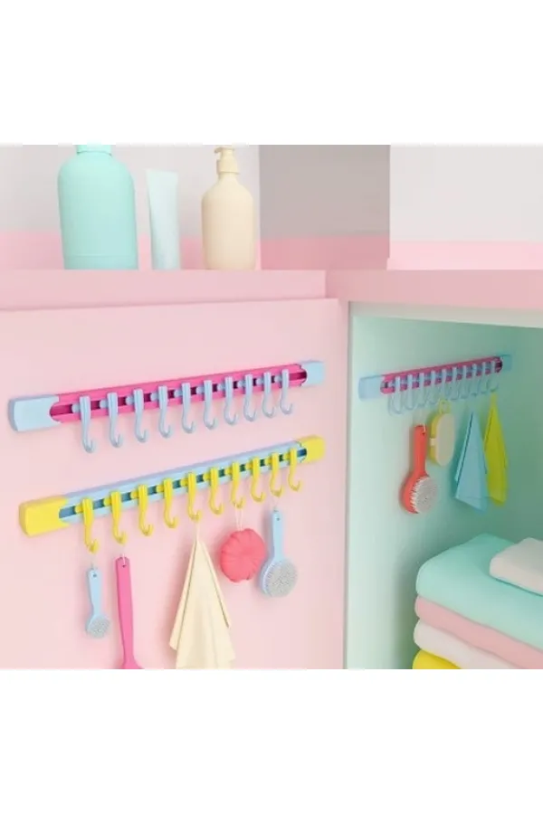 10 Kancalı Raylı Mutfak ve Banyo Düzenleyici Askı 30 cm (5637) 10 Kancalı Raylı Mutfak ve Banyo Düzenleyici Askı 30 cm (5637)
