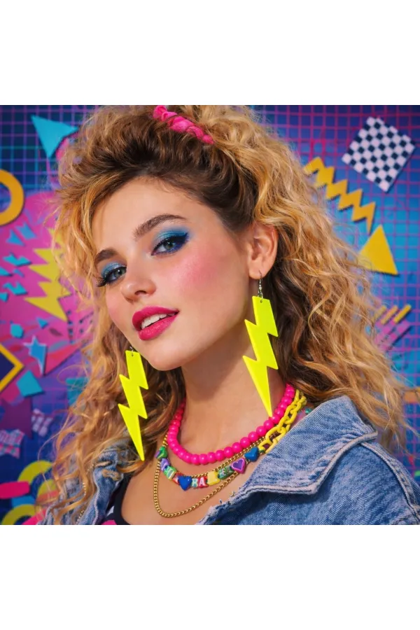80’ler 90'lar Retro Neon Sarı Şimşek Küpe 10 cm (5637) 80’ler 90'lar Retro Neon Sarı Şimşek Küpe 10 cm (5637)