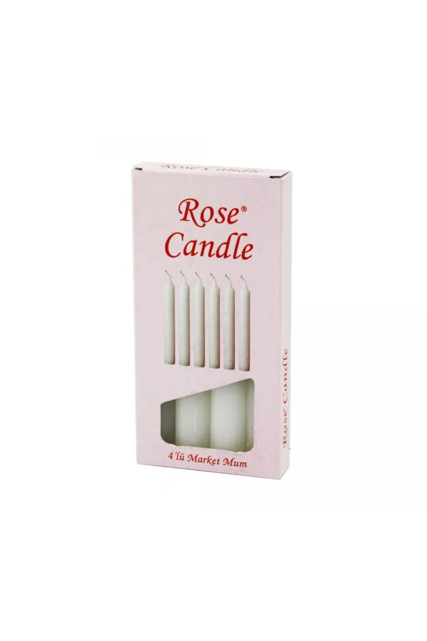 4PCS - KALIN   ÇAP=2CM - UZUNLUK=15CM     BEYAZ KLASİK  MARKET MUM (5637)