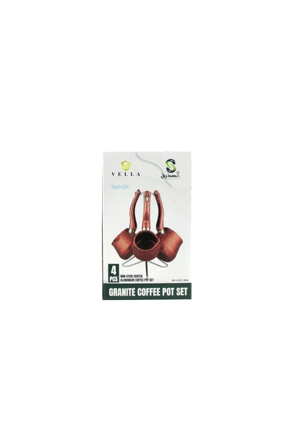 4PCS 230-280-380ML GRANİT - ÇELİK CEZVE RENKLİ METAL STANDLI (5637)