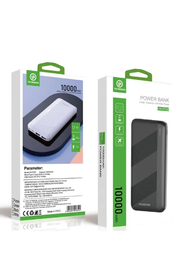 Mikro Type-C USB Hızlı Şarj Edebilen 10000 mAh Powerbank (5637)