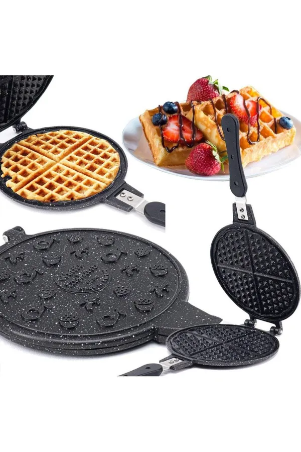 20CM GRANİT DÖKÜM WAFFLE TAVA BAKALİT SAP (5637) 20CM GRANİT DÖKÜM WAFFLE TAVA BAKALİT SAP (5637)