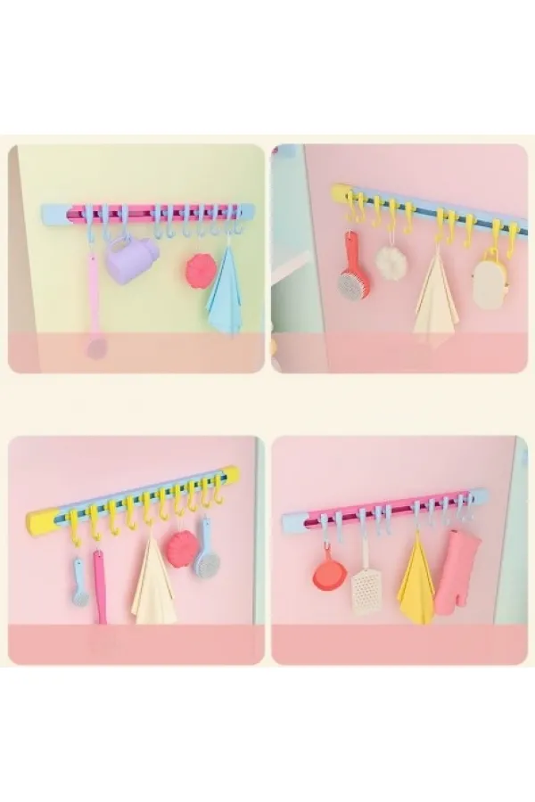 10 Kancalı Raylı Mutfak ve Banyo Düzenleyici Askı 30 cm (5637) 10 Kancalı Raylı Mutfak ve Banyo Düzenleyici Askı 30 cm (5637)