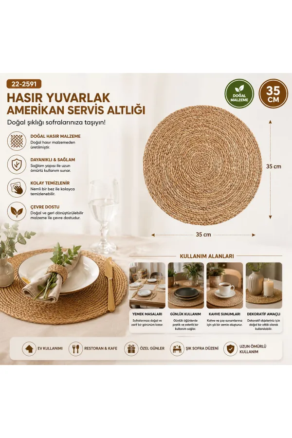 HASIR 31CM YUVARLAK SUPLA - AMERİKAN SERVİS ALTI (5637) HASIR 31CM YUVARLAK SUPLA - AMERİKAN SERVİS ALTI (5637)