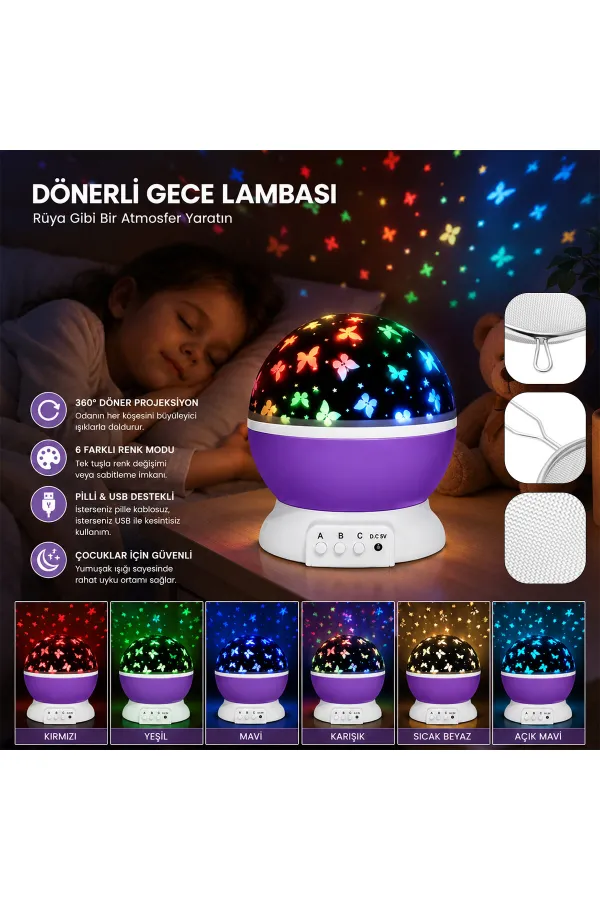 STAR MASTER PİLLİ DÖNERLİ GECE LAMBASI (5637)