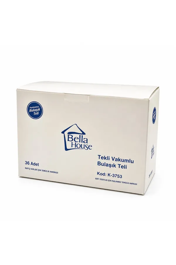 36 ADET VAKUMLU BULAŞIK TELİ TEKLİ PASLANMAZ 15GR (5637)