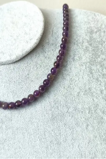 SERTİFİKALI 6 MM AMETİST DOĞALTAŞ KOLYE SERTİFİKALI 6 MM AMETİST DOĞALTAŞ KOLYE