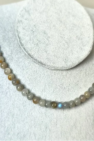 SERTİFİKALI 6 MM A+ LABRADORİT DOĞALTAŞ KOLYE