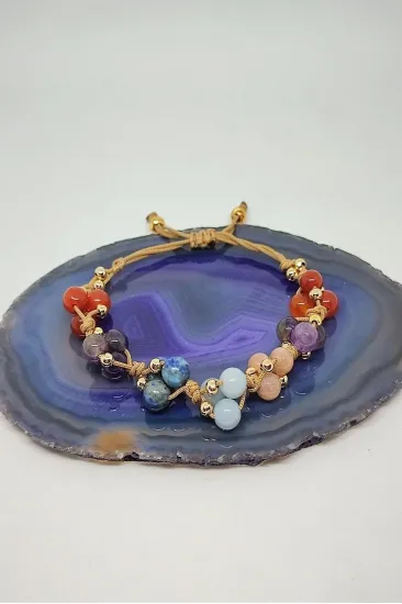 Sertifikalı 6 Mm Terazi Burcu Doğaltaş Bileklik (akik,ametist,ancelit,lapis Lazuli, Güneş Taşı)