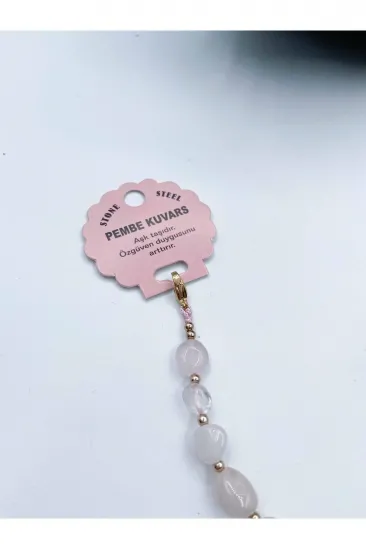 PEMBE KUVARS BİLEKLİK DOĞAL TAŞ TIMBIL KESİM