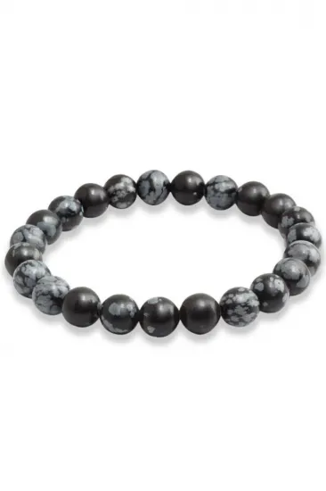 Kar Tanesi Obsidyen Doğal Taş Bileklik 8 Mm Kar Tanesi Obsidyen Doğal Taş Bileklik 8 Mm
