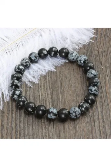 Kar Tanesi Obsidyen Doğal Taş Bileklik 8 Mm Kar Tanesi Obsidyen Doğal Taş Bileklik 8 Mm