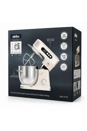 Sinbo Standlı Mikser - 12 Litre Hazne - 8 Kademeli Hız Ayarı