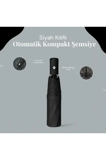Siyah Kılıflı Otomatik Kompakt Şemsiye Siyah Kılıflı Otomatik Kompakt Şemsiye