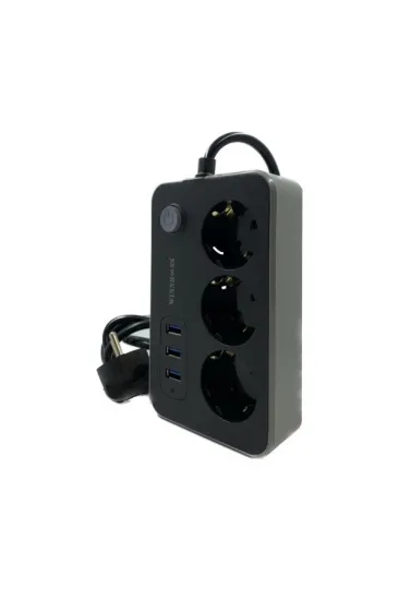 Akım Korumalı 3 Prizli 3 USB Girişli Uzatma Kablosu