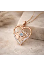 Gümüş Rose Kalp Göz Kadın Kolye Gümüş Rose Kalp Göz Kadın Kolye