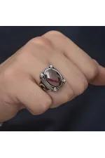 Gümüş Kırmızı Zirkon Taşlı Erkek Yüzük Gümüş Kırmızı Zirkon Taşlı Erkek Yüzük
