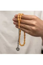 Gümüş Kazaz Püsküllü Sıkma Kehribar Tesbih
