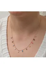 Gümüş Renkli Damla Taşlı Şans Kadın Kolye Gümüş Renkli Damla Taşlı Şans Kadın Kolye