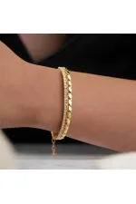 Gümüş Gold Pullu Su Yolu Kadın Bileklik