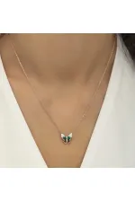 Gümüş Rose Minimal Kelebek Bayan Kolye