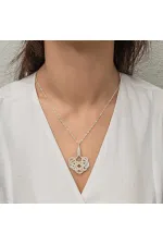 Gümüş Kazaziye Örgü Kadın Kolye