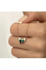 Gümüş Rose Minimal Kelebek Bayan Kolye