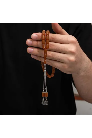 Gümüş Püskül Sıkma Kehribar Tesbih