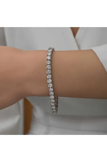 Gümüş 2.5 mm Beyaz Taşlı Su Yolu Kadın Bileklik Gümüş 2.5 mm Beyaz Taşlı Su Yolu Kadın Bileklik