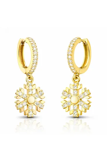 Gümüş Sallantılı Gold Kar Tanesi Kadın Küpe Gümüş Sallantılı Gold Kar Tanesi Kadın Küpe