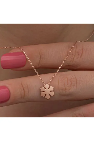 Gümüş Rose Minimal Kar Tanesi Kadın Kolye