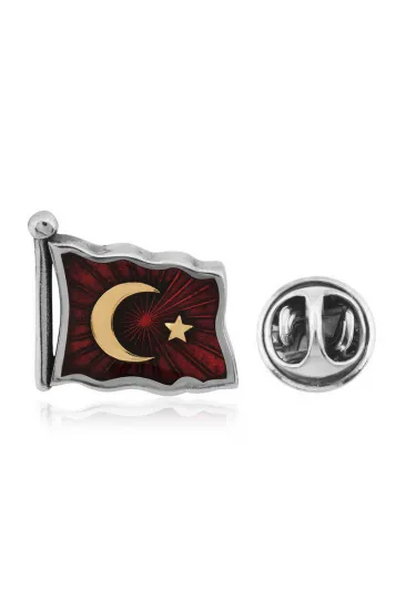 Gümüş Türk Bayrağı Rozet