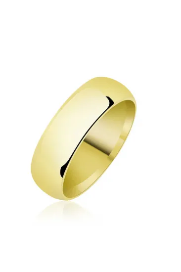 6 mm Düz Bombeli Gold Gümüş Alyans 6 mm Düz Bombeli Gold Gümüş Alyans