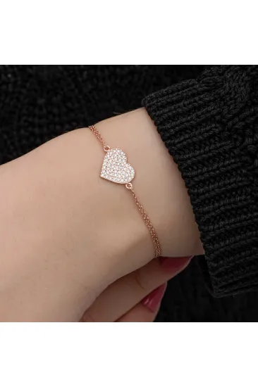 Gümüş Rose Kalp Kadın Bileklik Gümüş Rose Kalp Kadın Bileklik