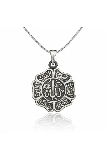 Gümüş Allah Yazılı Erkek Kolye