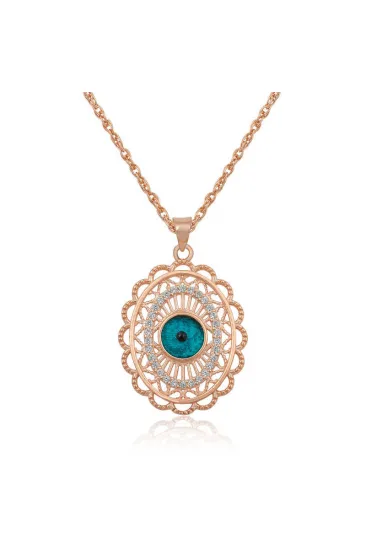 Gümüş Rose Oval Nazar Bayan Kolye Gümüş Rose Oval Nazar Bayan Kolye