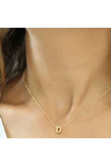 Gümüş Gold 3 Boyutlu D Harf Bayan Kolye Gümüş Gold 3 Boyutlu D Harf Bayan Kolye