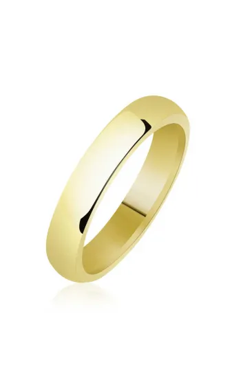 4 mm Düz Bombeli Gold Gümüş Alyans 4 mm Düz Bombeli Gold Gümüş Alyans