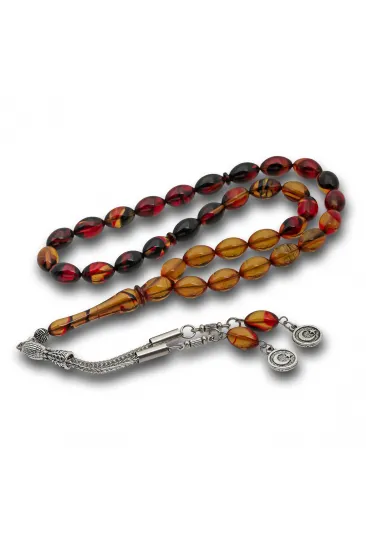 Metal Püsküllü Bordo Amber Sıkma Kehribar Tesbih Metal Püsküllü Bordo Amber Sıkma Kehribar Tesbih