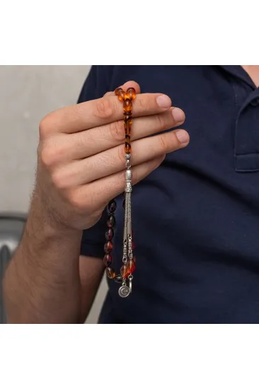 Metal Püsküllü Bordo Amber Sıkma Kehribar Tesbih Metal Püsküllü Bordo Amber Sıkma Kehribar Tesbih