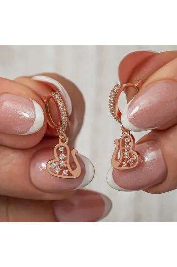 Gümüş Sallantılı Rose Kuğu Kadın Küpe
