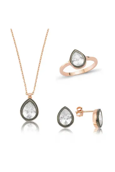 Gümüş Elmas Model Damla Bayan Set Gümüş Elmas Model Damla Bayan Set