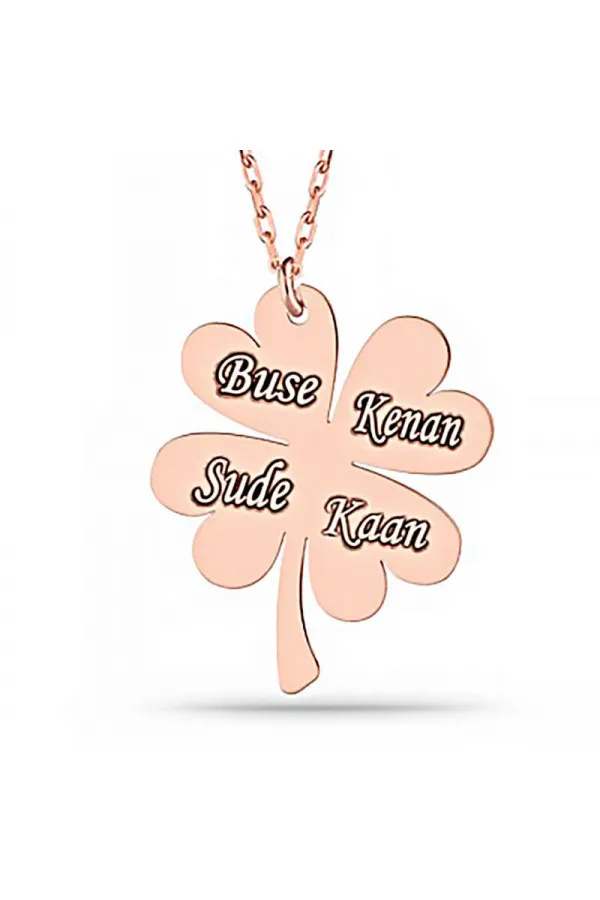 Gümüş Rose Dört Yaprak İsimli Yonca Bayan kolye Gümüş Rose Dört Yaprak İsimli Yonca Bayan kolye