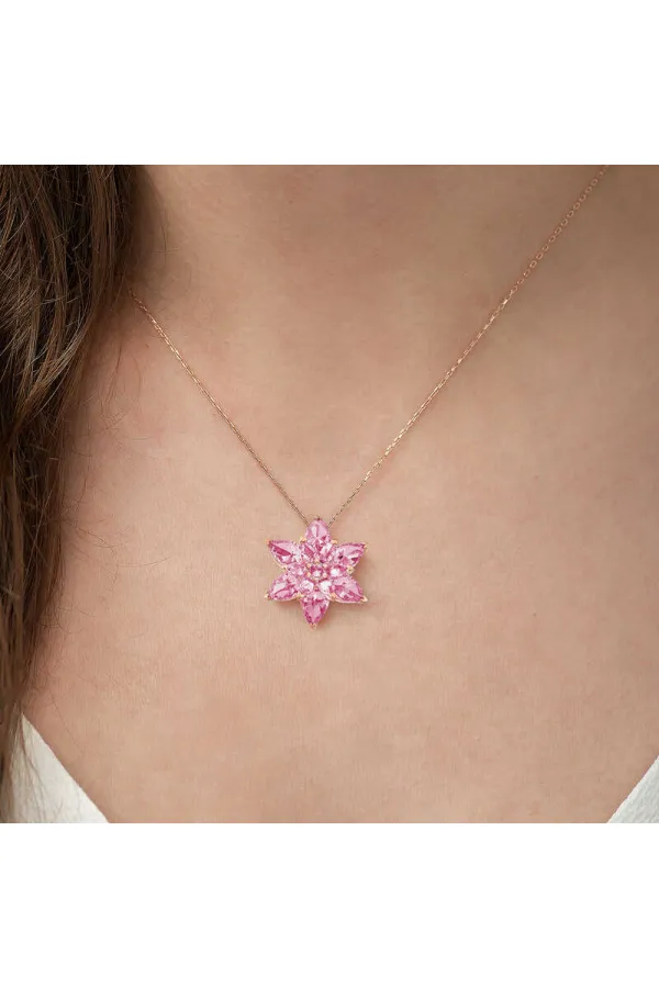 Gümüş Rose Pembe Lotus Çiçeği Kolye Gümüş Rose Pembe Lotus Çiçeği Kolye