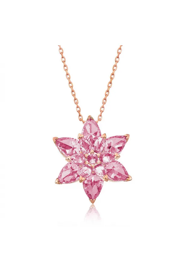 Gümüş Rose Pembe Lotus Çiçeği Kolye Gümüş Rose Pembe Lotus Çiçeği Kolye